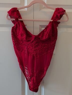 Anthropologie Mucci Red Lace Bodysuit - Women Intimates & Sleepwear